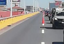 Pinta Ayuntamiento de Reynosa delimitación de carriles en Puente Broncos