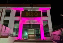 Palacio Municipal de Diaz Ordaz se pinta de rosa