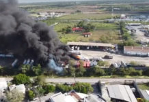 Explotan contenedores con combustible en patio de trailers en Matamoros