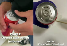 ¿Limpias las latas con tu ropa? mira cuántas bacterias hay en la parte superior