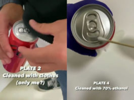 ¿Limpias las latas con tu ropa? mira cuántas bacterias hay en la parte superior