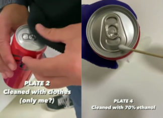 ¿Limpias las latas con tu ropa? mira cuántas bacterias hay en la parte superior