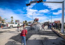 Dirigió Alcalde Carlos Peña Ortiz jornada de bacheo en Reynosa