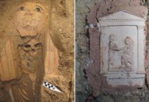 Descubren en Egipto máscaras de momias y figura del dios del silencio