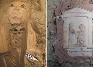 Descubren en Egipto máscaras de momias y figura del dios del silencio