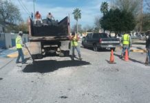 Realizan intensa campaña de bacheo