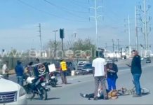 Se impacta motocicleta y bicicleta dejando lesionados y daños