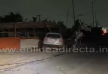 Se impacta contra poste de CFE y deja sin energía a colonia popular