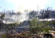Bomberos sofocan incendio en pastizal que dejo daños materiales