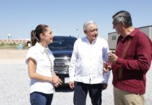 Encabezan reunión en Nuevo Laredo el presidente López Obrador, la presidenta electa Claudia Sheinbaum y el gobernador Américo Villarreal
