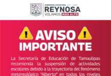 Informa Alcalde de Reynosa suspensión total de actividades escolares en Reynosa