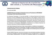 CANACO Reynosa Condena el Atentado Contra el Presidente de FECANACO Tamaulipas, Julio César Almanza Armas