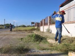 Continúa con trabajos de limpieza en calles de Miguel Alemán