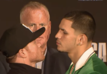 ‘Canelo’ Álvarez vs Edgar Berlanga: Así fue el candente cara a cara con todo y puño cerrado y muy cerquita