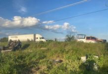 Guardia Estatal brinda apoyo ante volcadura en la Carretera Reynosa-San Fernando