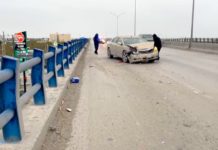 Accidente vial deja cuantiosos daños en carretera Reynosa-Río Bravo