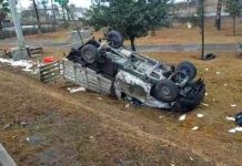 Vuelca camión en la carretera Río Bravo-Reynosa dejando daños materiales