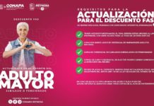 Invita COMAPA a actualizar el padrón para el descuento FAS a adultos mayores, jubilados y pensionados