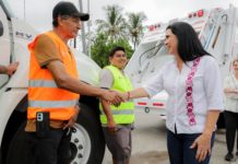 Entrega Mónica Villarreal, 10 nuevos camiones, recolectores de basura
