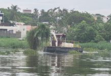 Ayuntamiento de Tampico realiza trabajos de desazolve y retiro de maleza en el Dren El Charro