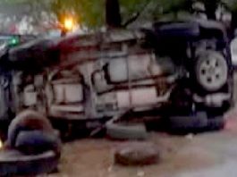 Vuelca unidad en carretera Reynosa-Río Bravo dejando daños materiales