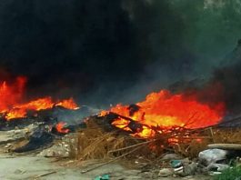 Bomberos acuden ha llamado de incendio en pastizal que dejo daños materiales
