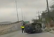 Volcadura en carretera Reynosa-Río Bravo dejó una persona lesionada