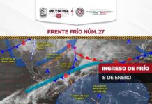 Arribará Frente Frío 28 tras el 27 que permanece estacionario en la región