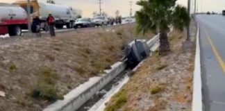 Accidente vial deja daños materiales en libramiento a Monterrey