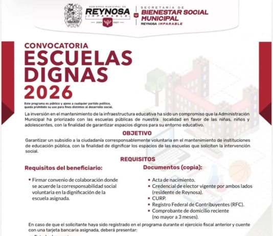 Convoca el Alcalde Carlos Peña Ortiz al programa “Escuelas Dignas 2026”
