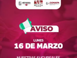 Permanecerán cerradas sucursales de COMAPA este lunes 16 de marzo