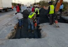 Reparó COMAPA tubería del emisor en la carretera Reynosa–Río Bravo
