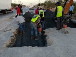 Reparó COMAPA tubería del emisor en la carretera Reynosa–Río Bravo