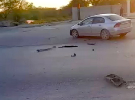 Accidente vial deja daños en parque Industrial de Maquiladoras