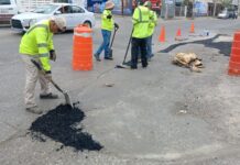 Gobierno de Mónica Villarreal intensifica trabajos de bacheo en vialidades estratégicas