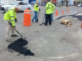 Gobierno de Mónica Villarreal intensifica trabajos de bacheo en vialidades estratégicas