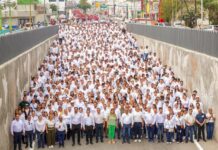 Participó el Alcalde Carlos Peña Ortiz junto al líder de la FTR, Reynaldo Garza Elizondo, en el Desfile Conmemorativo del Día del Trabajo