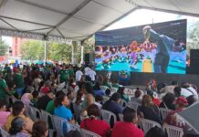 Vibrante debut mundialista cientos de reynosenses celebran el triunfo de México en la Plaza Principal