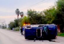 Vuelca unidad en carretera Río Bravo-Reynosa dejando daños materiales