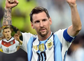 Messi reacciona tras romper el récord de Miroslav Klose como máximo goleador en Mundiales