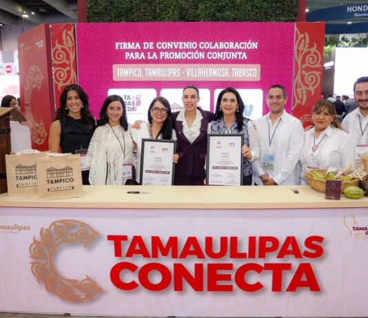Mónica Villarreal firma convenio Tampico-Villahermosa y promueve el turismo de convenciones en el IBTM