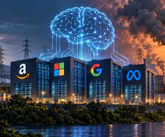 Amazon, Microsoft, Google y Meta elevan emisiones en plena carrera por la IA