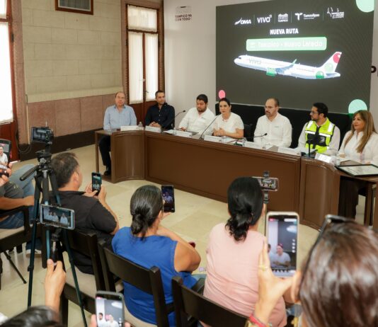 Mónica Villarreal fortalece conectividad con la nueva ruta aérea Tampico-Nuevo Laredo de Viva Aerobus
