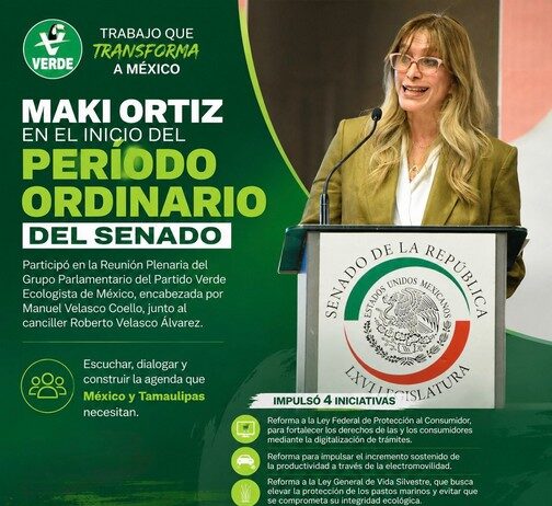 Participa Maki Ortiz en inicio del Periodo Ordinario del Senado e impulsa iniciativas para fortalecer la protección ambiental y los derechos de consumidores