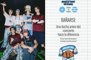 ARMY de Argentina pide a fans de BTS bañarse antes de los conciertos del grupo en el país