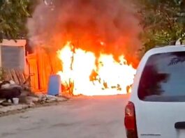 Bomberos acuden a sofocar incendio en apartado sector de la ciudad