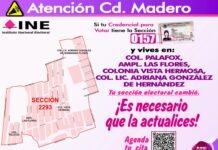 INE Tampico invita a la ciudadanía a la actualización de su Credencial para Votar por reseccionamiento de la sección electoral 0157