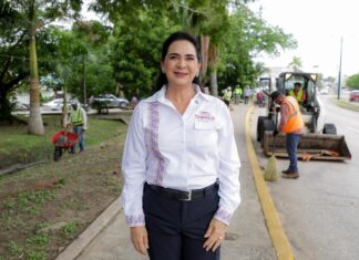 Supervisa Mónica Villarreal mantenimiento de canales pluviales