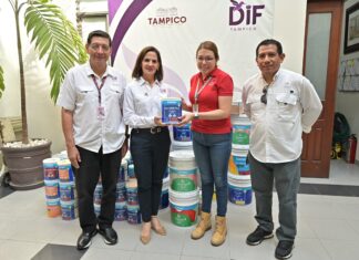 DIF Tampico recibe valioso donativo de pintura por parte de Comex