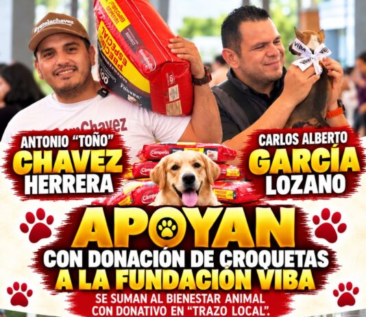Antonio “Toño” Chávez y Carlos García Lozano se suman al bienestar animal con donación de croquetas a Viba